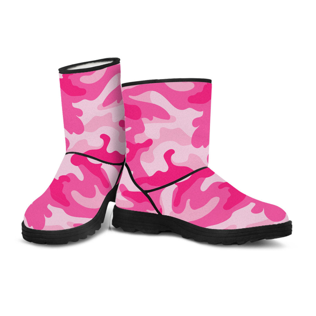 Pink Camouflage Faux Fur Boots