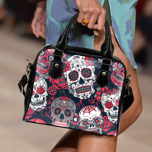 Sugar Skulls & Roses Shoulder Handbag
