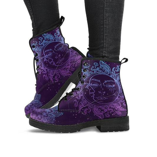 Purple Sun & Moon Mandala Womens Boots