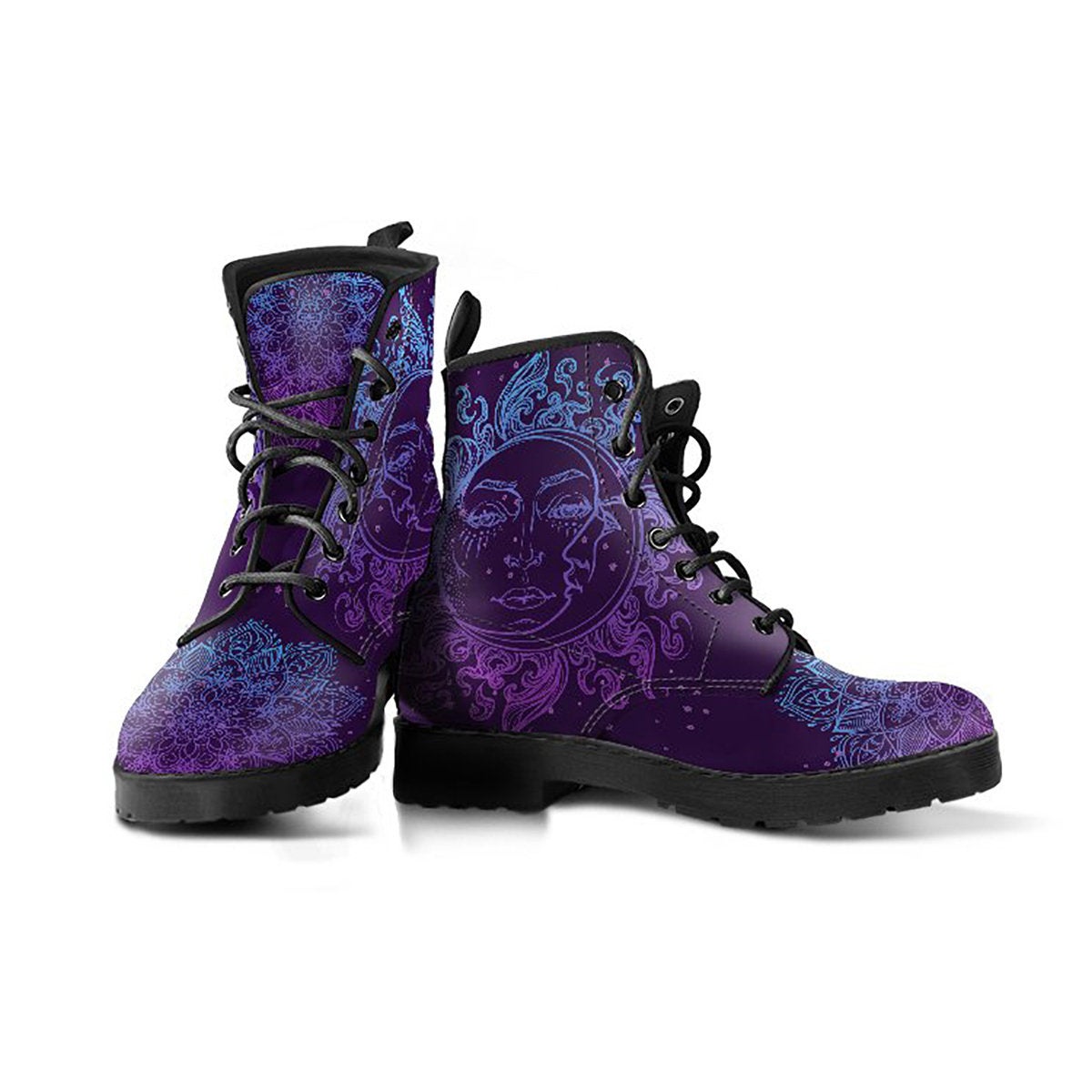 Purple Sun & Moon Mandala Womens Boots