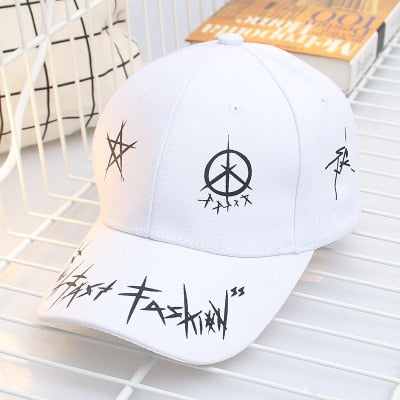 Black/White Graffiti Adjustable Hat Cap