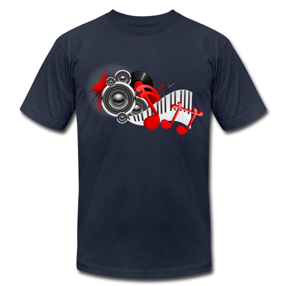 Music Notes & Speakers T-Shirt - navy