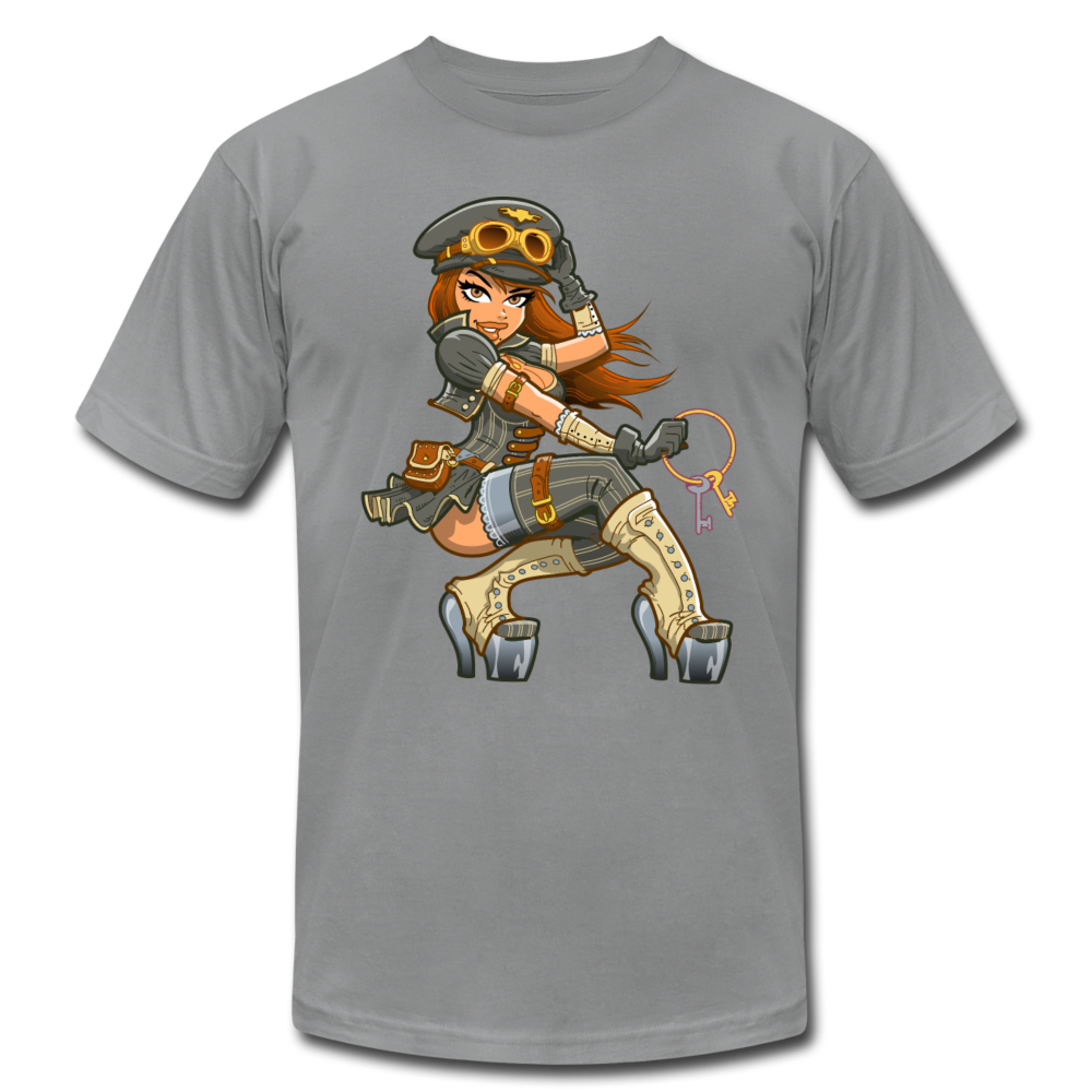 Officer Girl Cartoon T-Shirt - slate