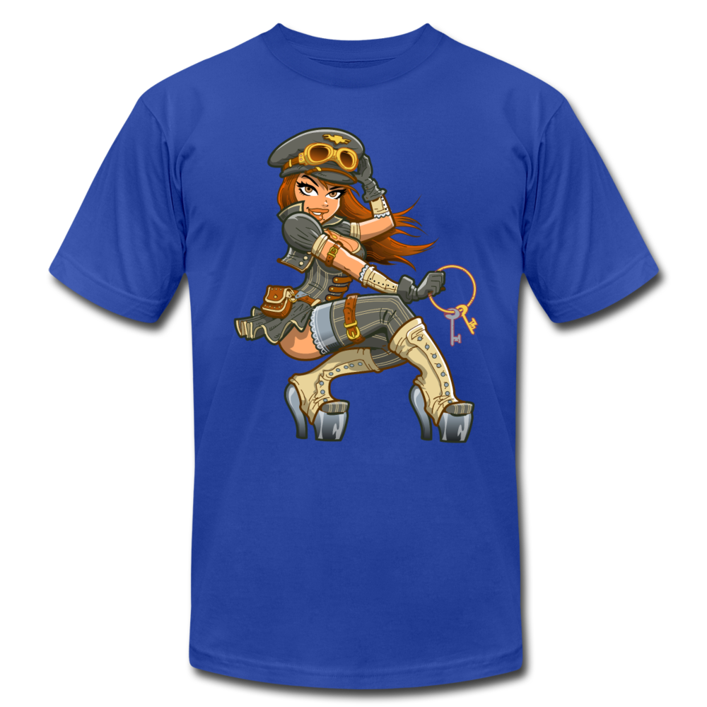 Officer Girl Cartoon T-Shirt - royal blue