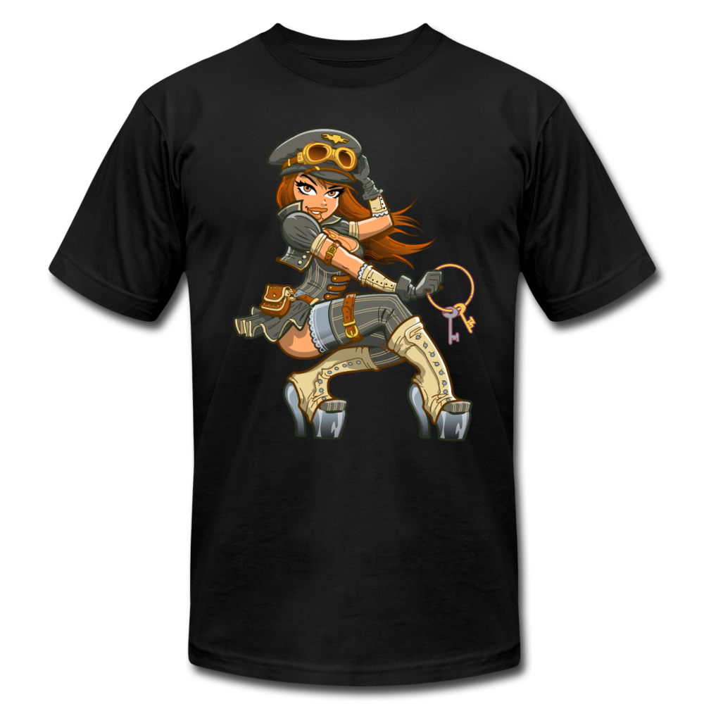 Officer Girl Cartoon T-Shirt - black