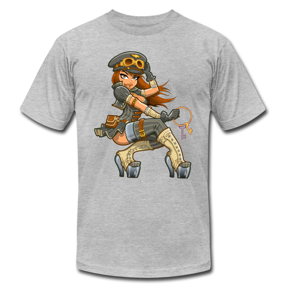 Officer Girl Cartoon T-Shirt - heather gray