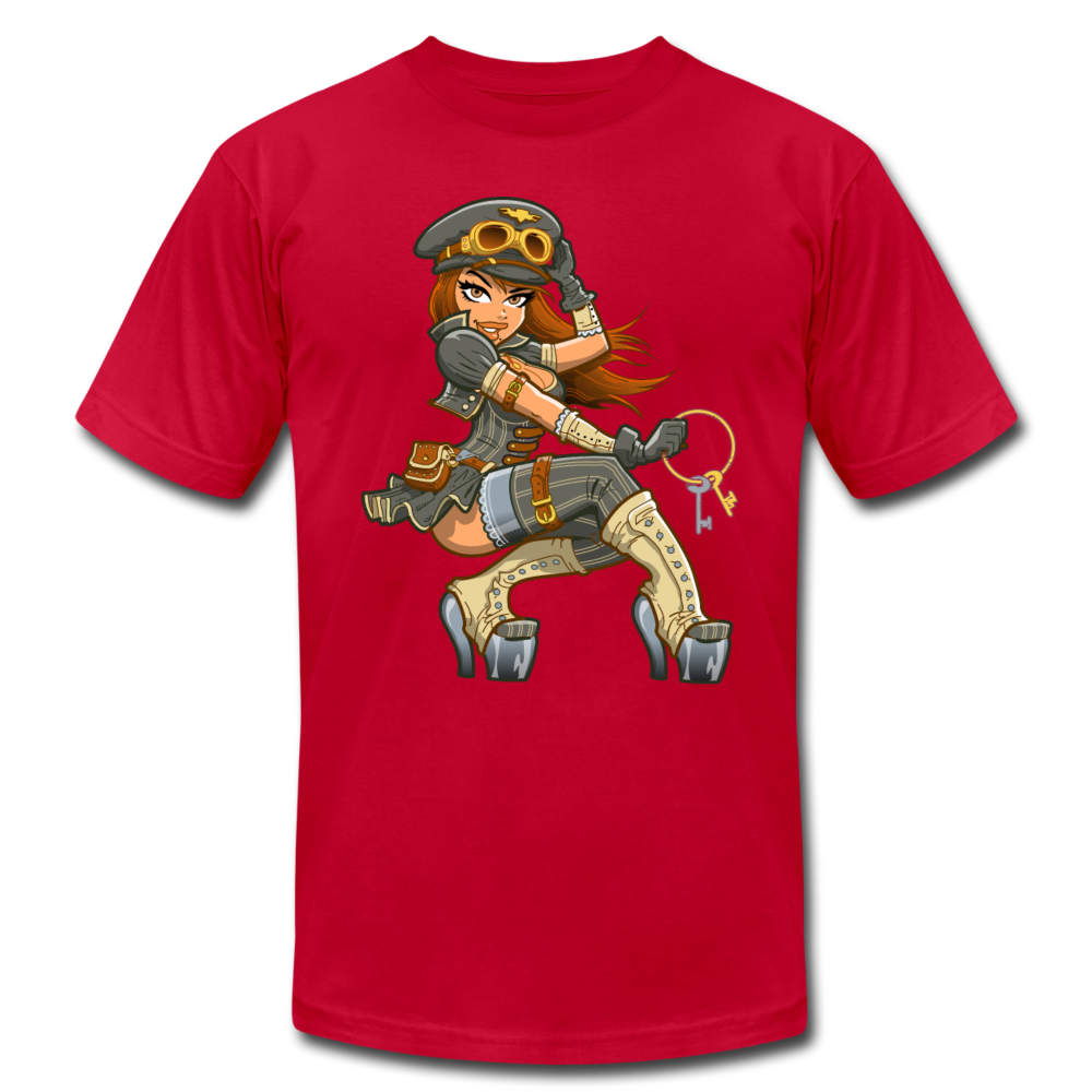 Officer Girl Cartoon T-Shirt - red