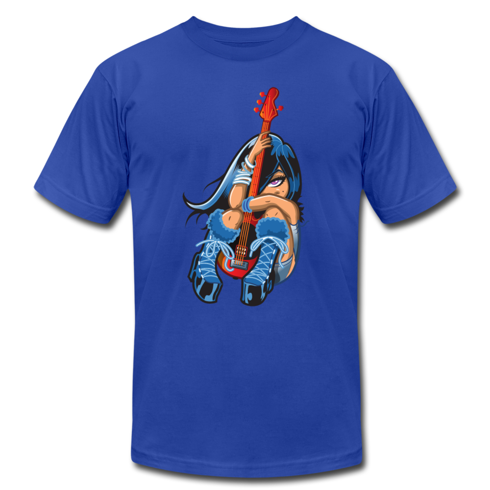 Guitar Girl Cartoon T-Shirt - royal blue