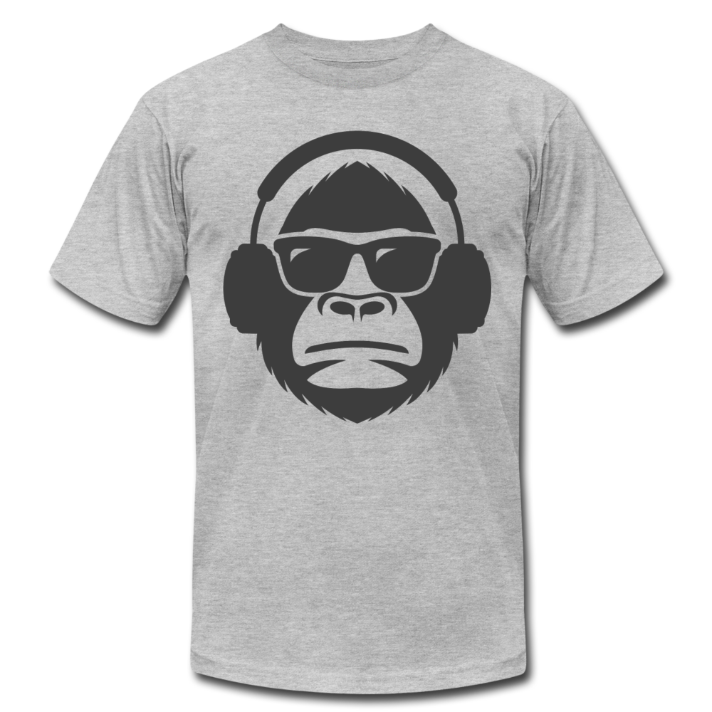 Monkey Headphones T-Shirt - heather gray