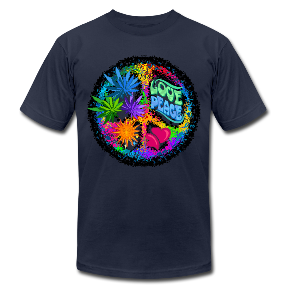 Colorful Love Peace Sign T-Shirt - navy
