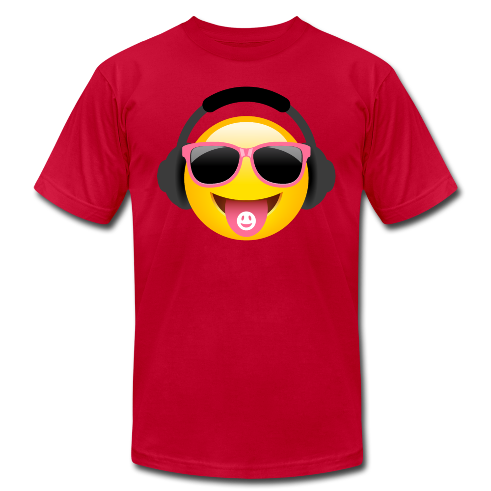 Cool Headphones Emoji T-Shirt - red