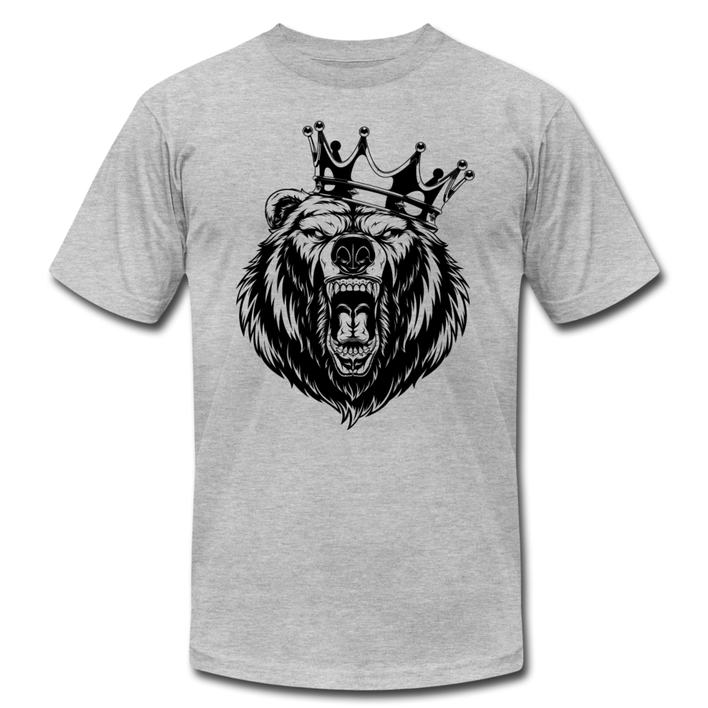 Growling Bear Crown T-Shirt - heather gray