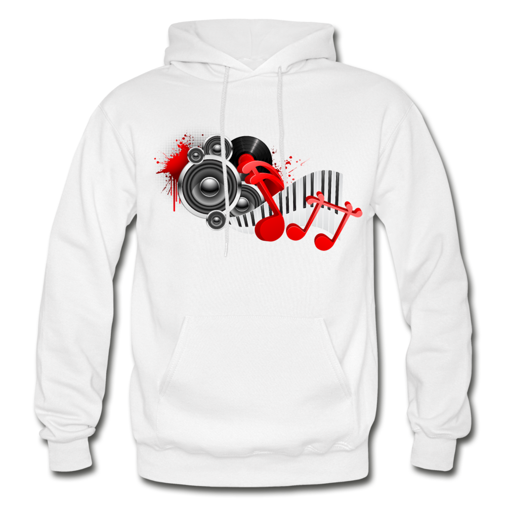 Music Notes & Speakers Hoodie - white