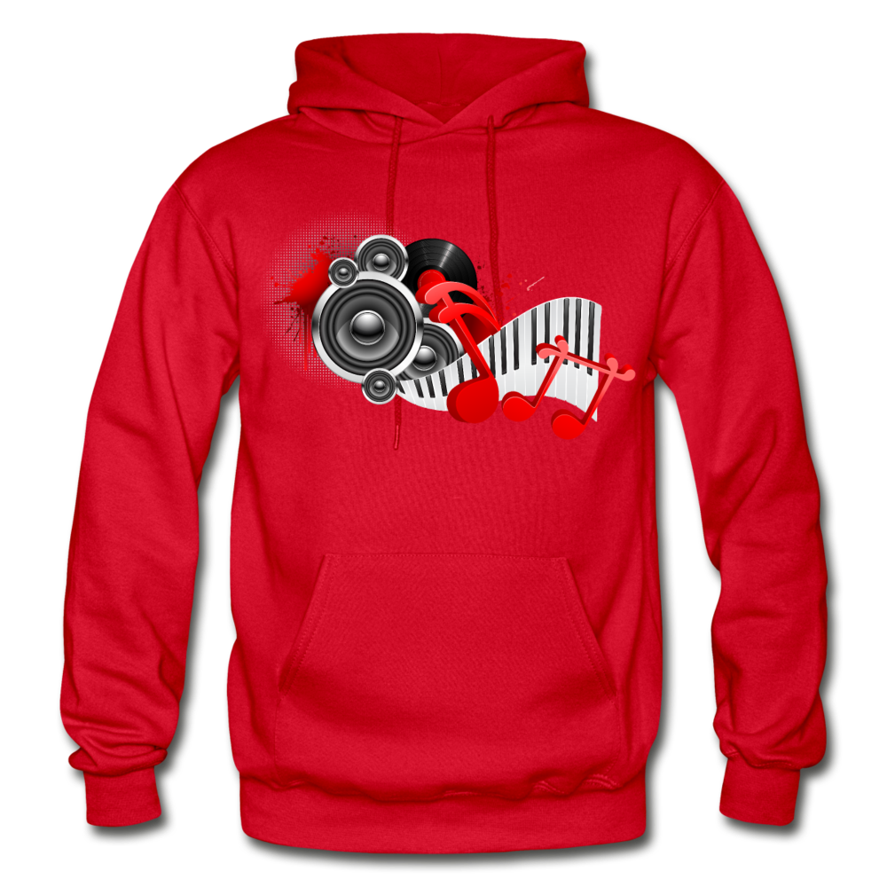 Music Notes & Speakers Hoodie - red