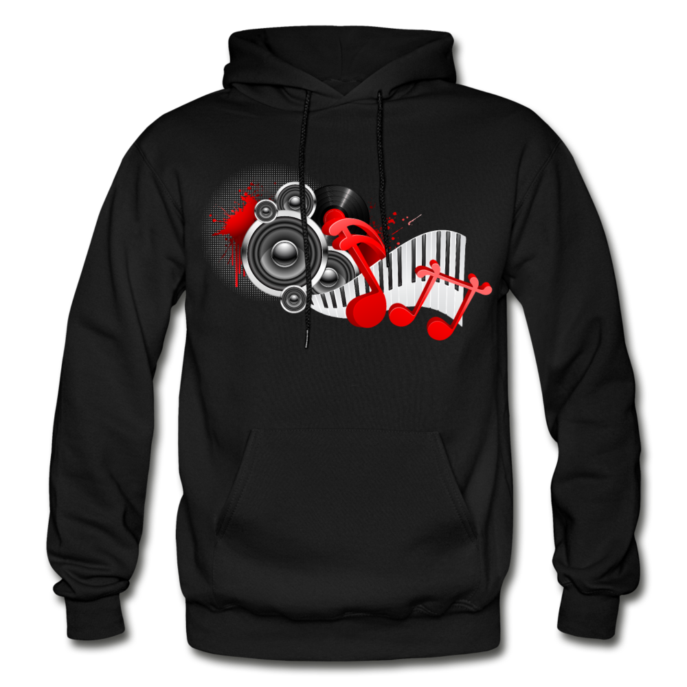 Music Notes & Speakers Hoodie - black