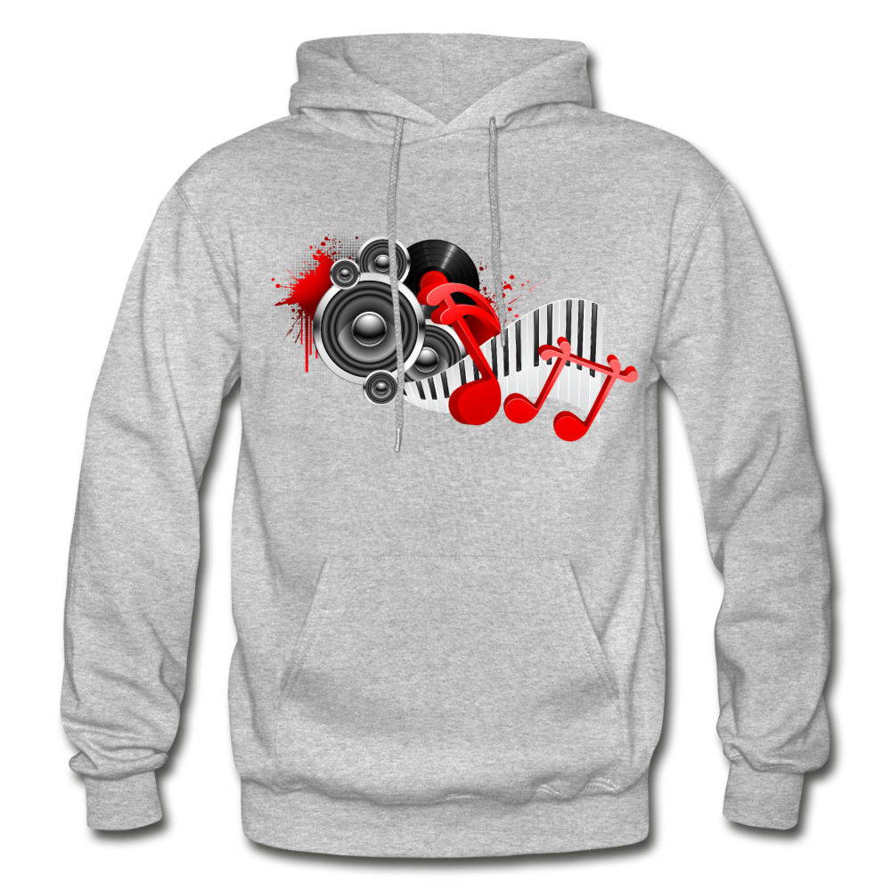 Music Notes & Speakers Hoodie - heather gray