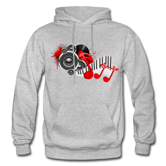Music Notes & Speakers Hoodie - heather gray