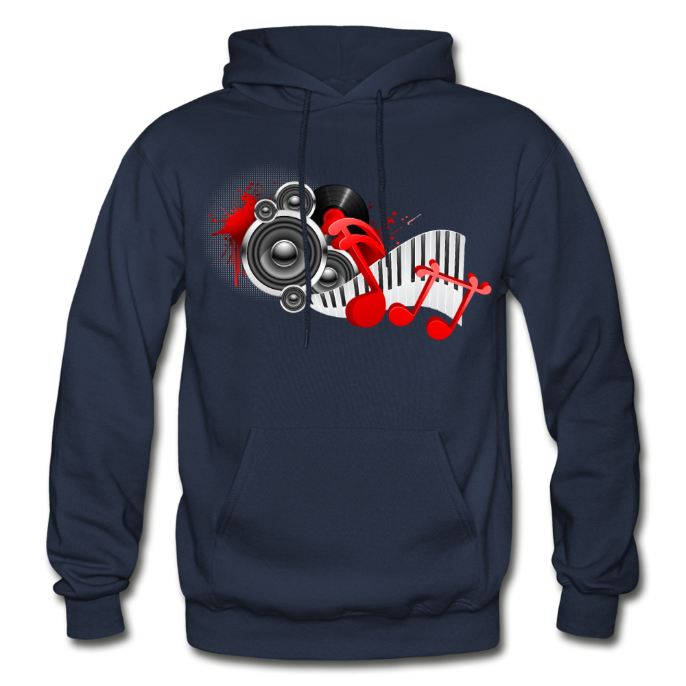 Music Notes & Speakers Hoodie - navy