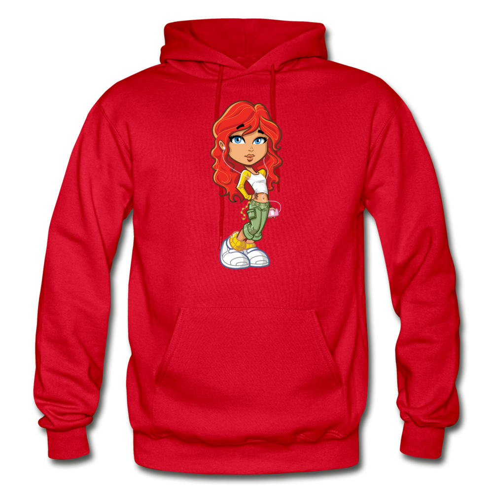 Cartoon Girl Hoodie - red