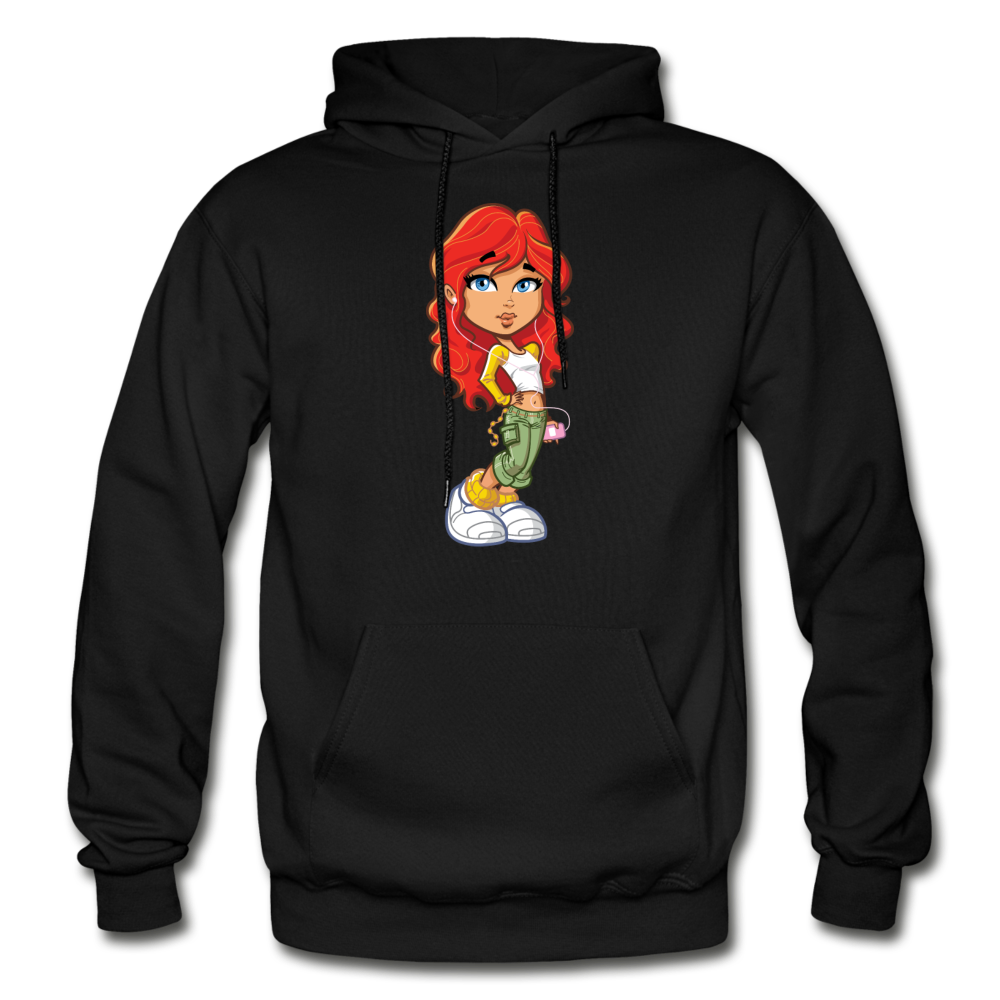 Cartoon Girl Hoodie - black