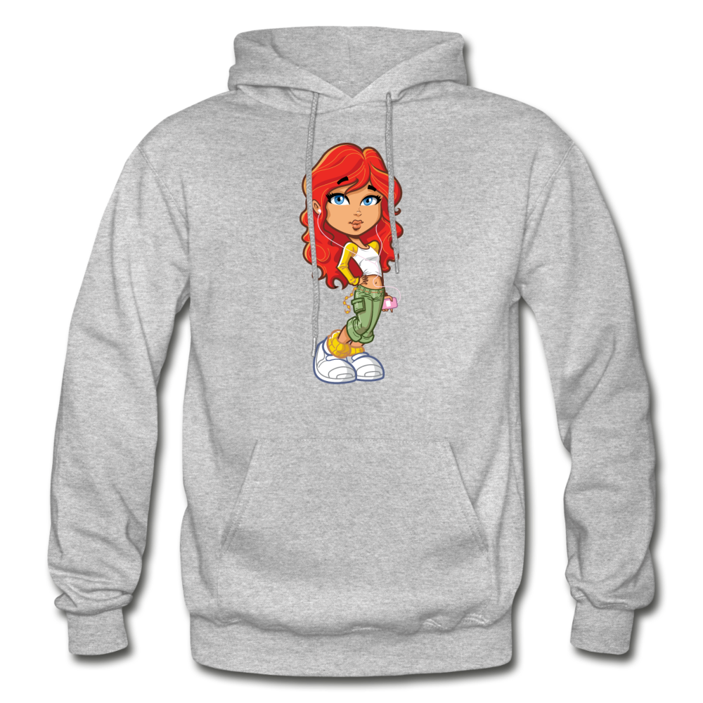 Cartoon Girl Hoodie - heather gray