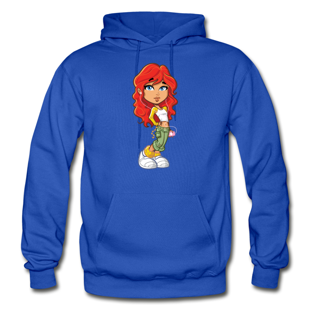 Cartoon Girl Hoodie - royal blue