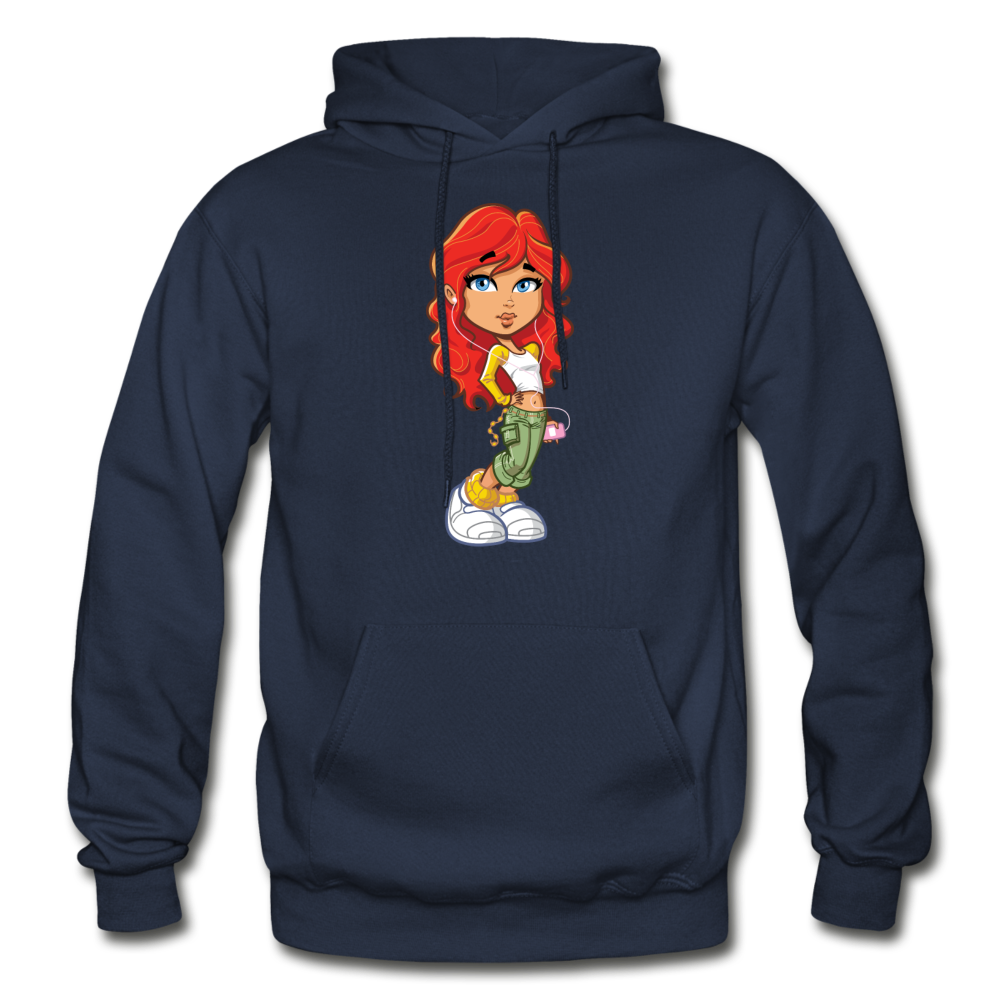 Cartoon Girl Hoodie - navy