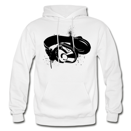 Black & White Headphones Hoodie - white