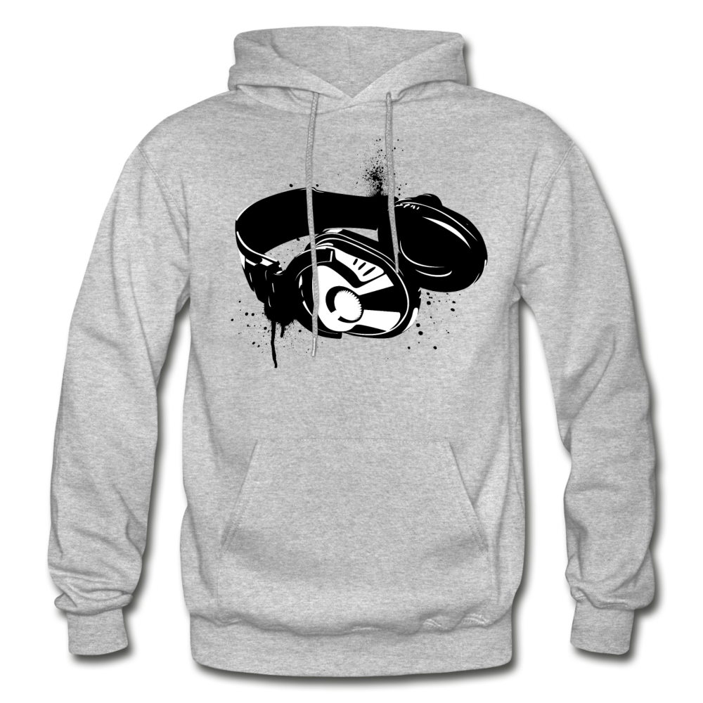 Black & White Headphones Hoodie - heather gray