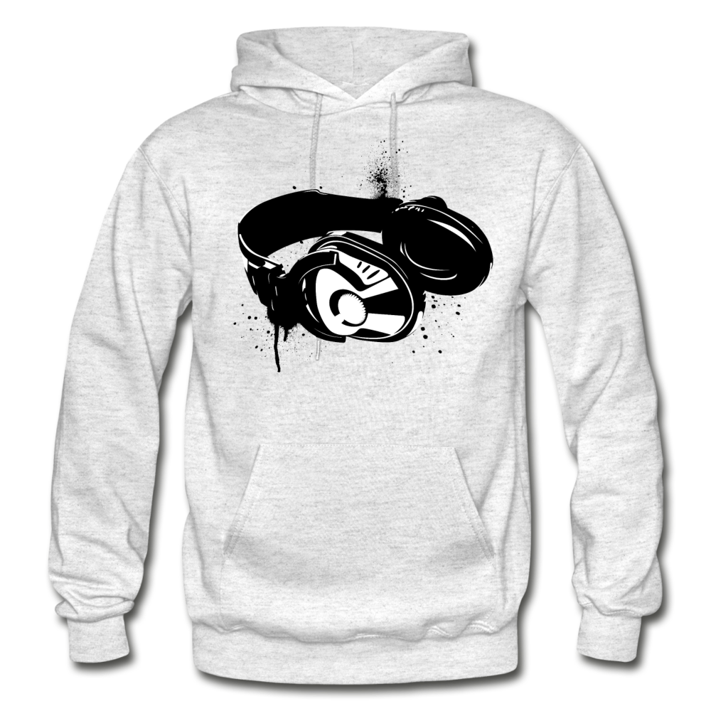 Black & White Headphones Hoodie - light heather gray