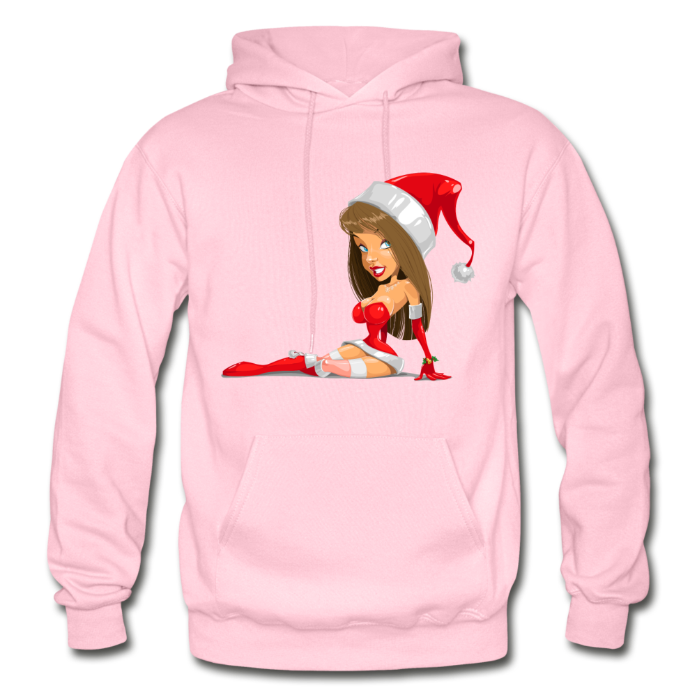 Santa Girl Cartoon Hoodie - light pink