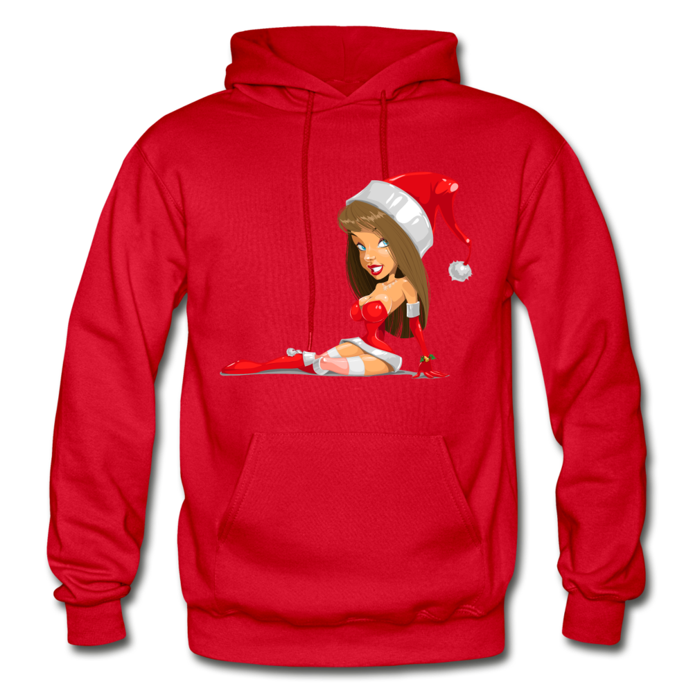 Santa Girl Cartoon Hoodie - red