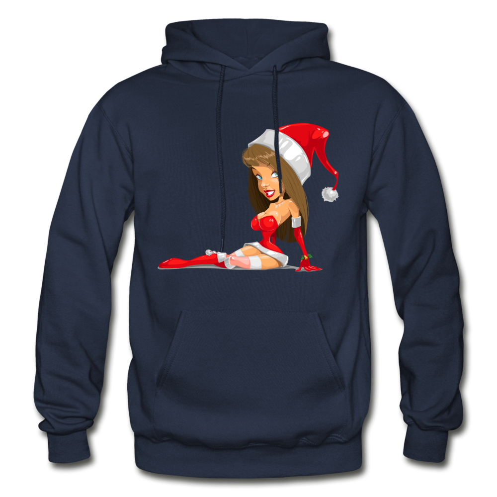 Santa Girl Cartoon Hoodie - navy