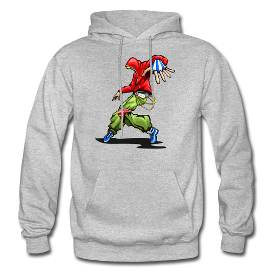 Hip Hop Dancer Cartoon Hoodie - heather gray