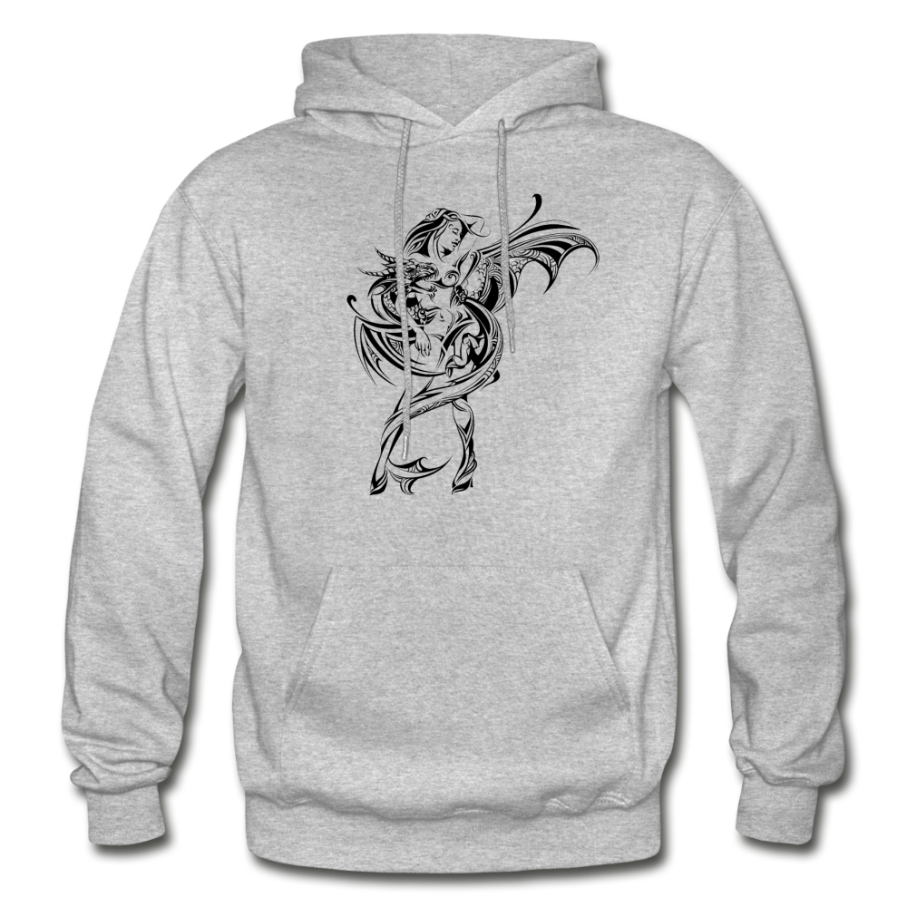 Tribal Maori Dragon Girl Hoodie - heather gray