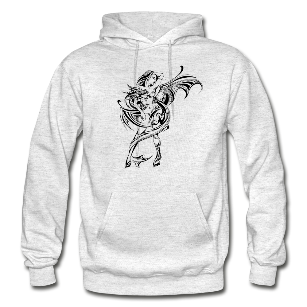 Tribal Maori Dragon Girl Hoodie - light heather gray