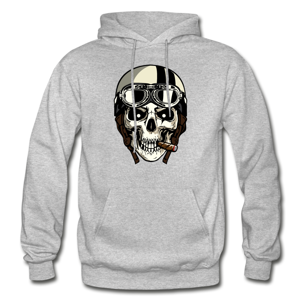 Skull Racer Hoodie - heather gray