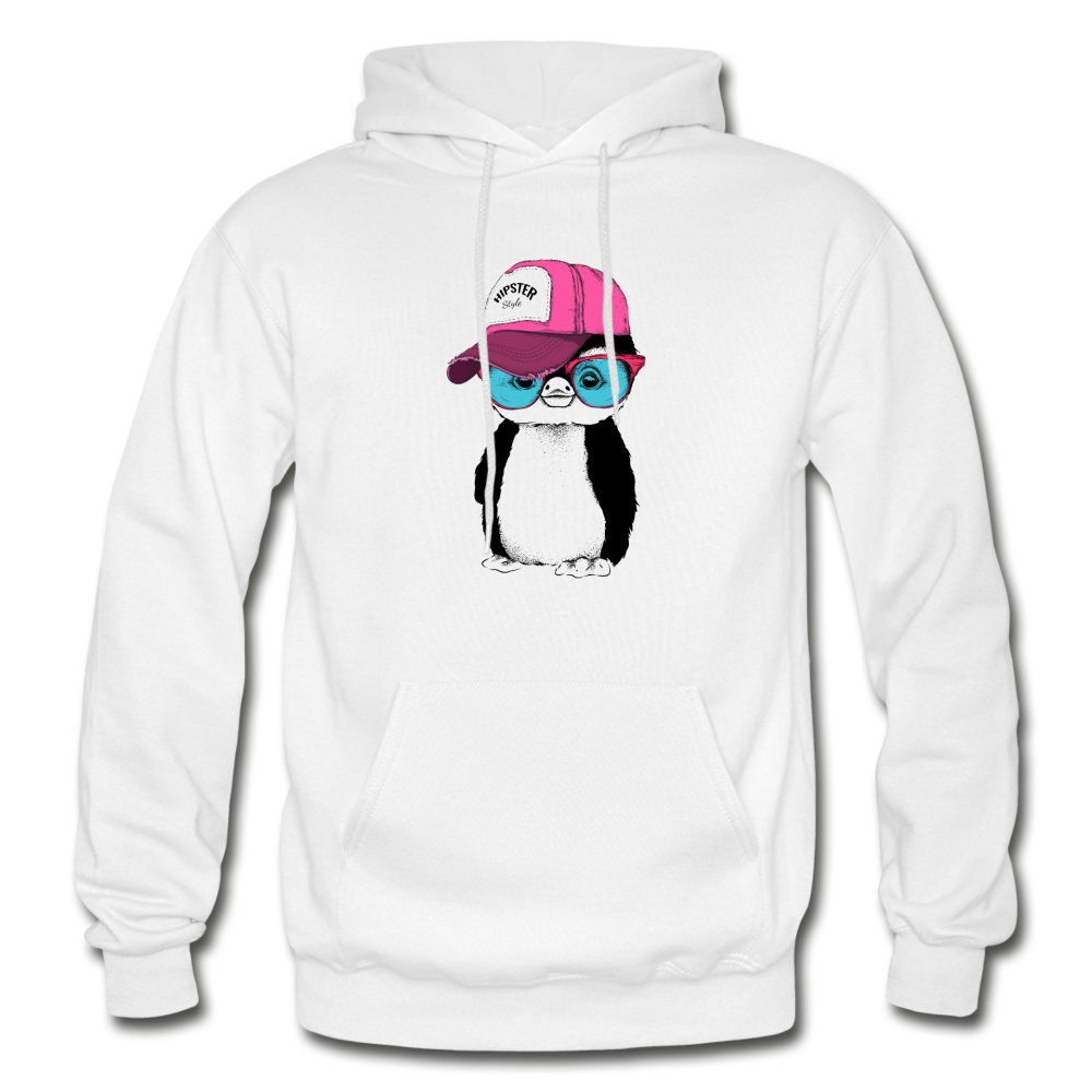 Hipster Penguin Hoodie - white