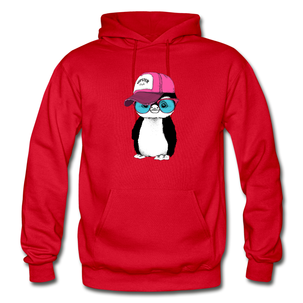 Hipster Penguin Hoodie - red