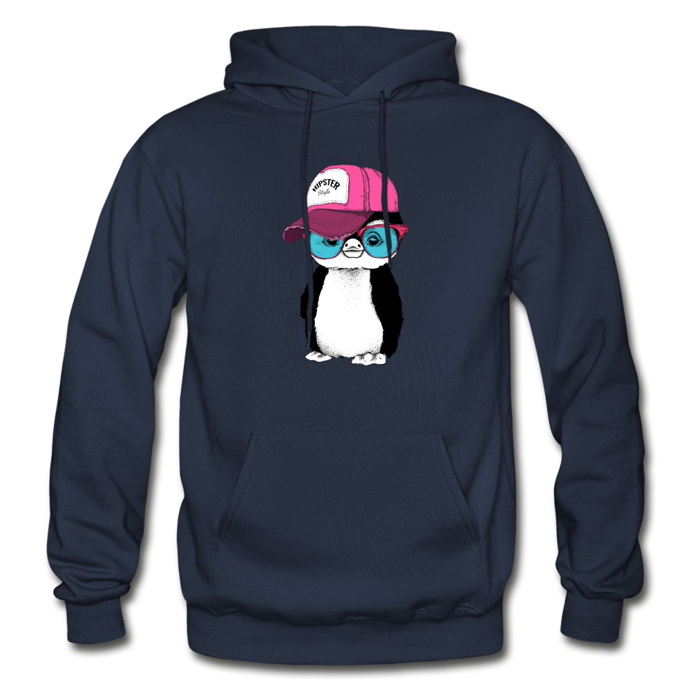 Hipster Penguin Hoodie - navy