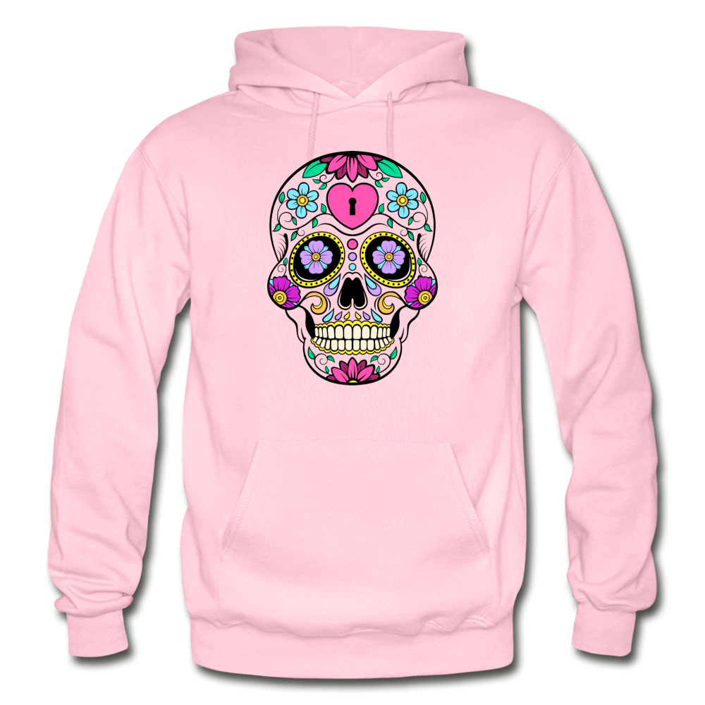 Colorful Sugar Skull Hoodie - light pink