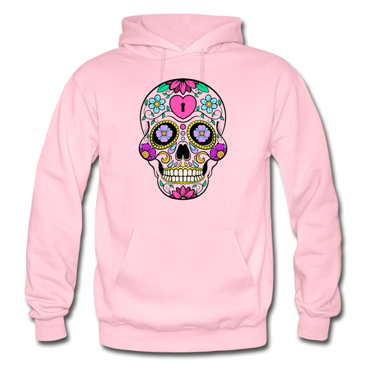 Colorful Sugar Skull Hoodie - light pink