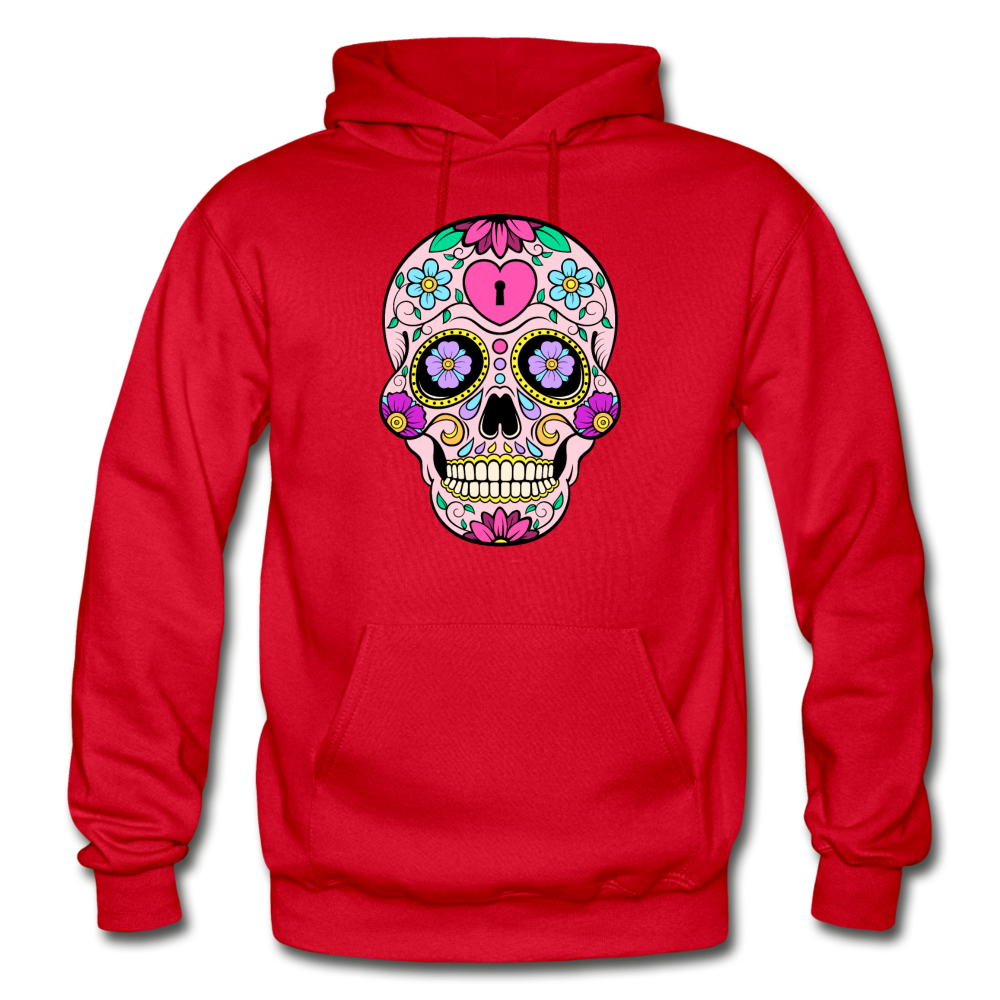 Colorful Sugar Skull Hoodie - red