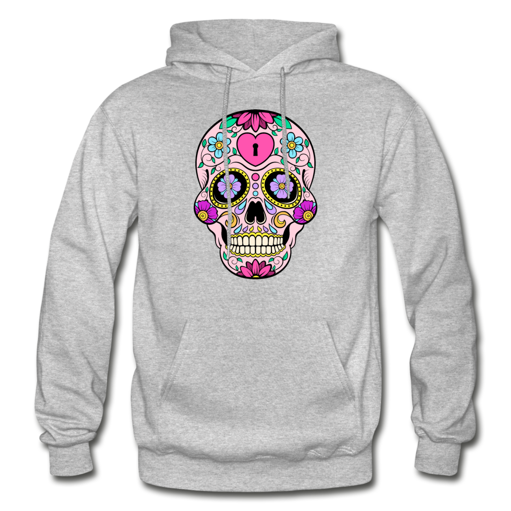Colorful Sugar Skull Hoodie - heather gray