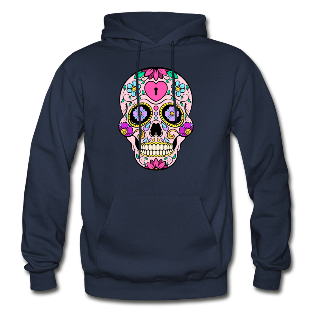Colorful Sugar Skull Hoodie - navy