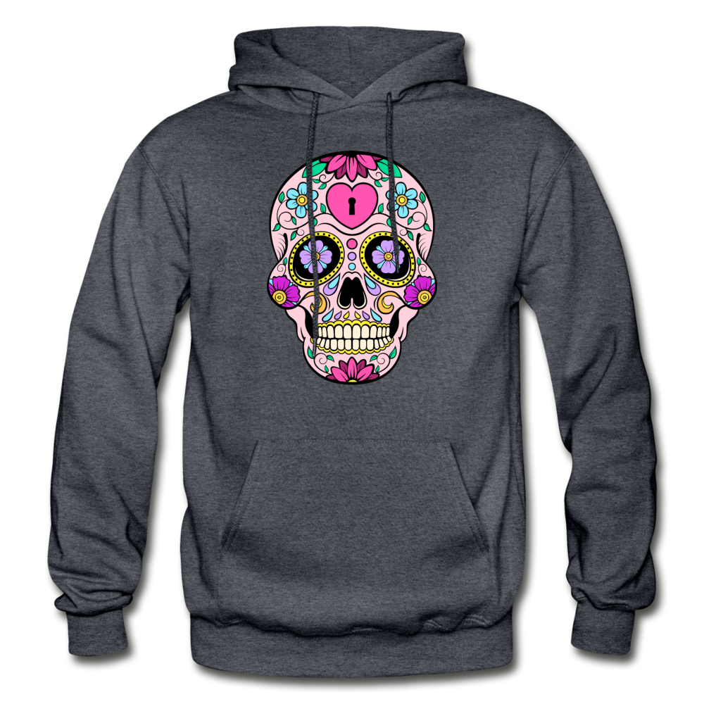 Colorful Sugar Skull Hoodie - charcoal gray