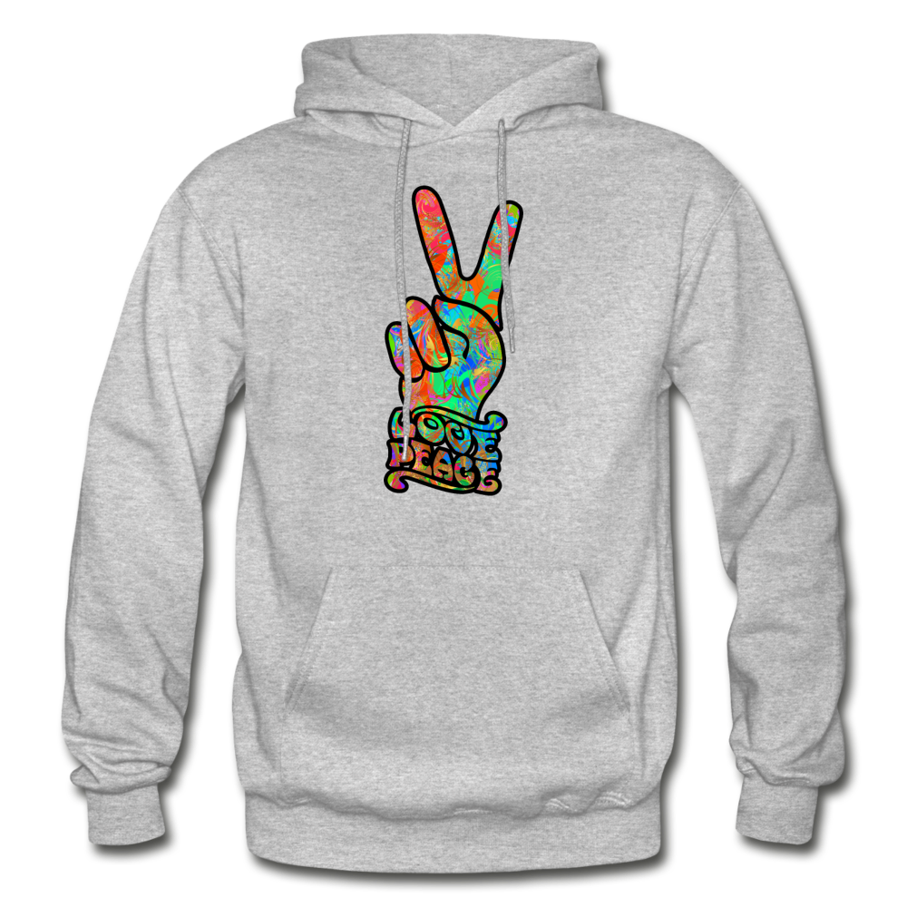 Love Peace Sign Hoodie - heather gray