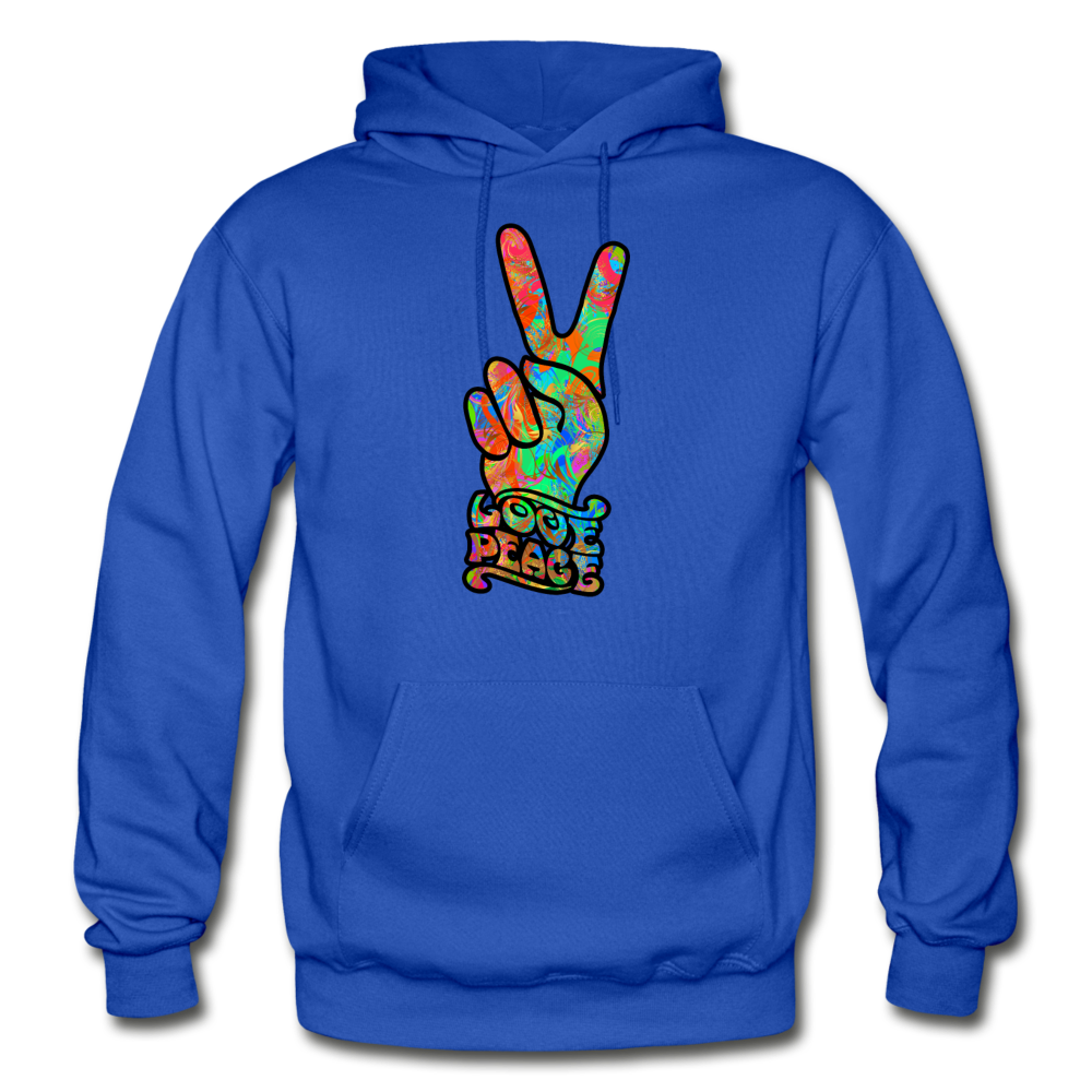 Love Peace Sign Hoodie - royal blue