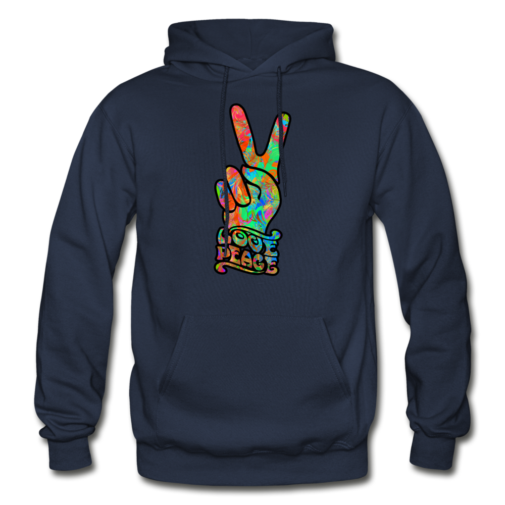 Love Peace Sign Hoodie - navy