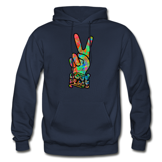 Love Peace Sign Hoodie - navy